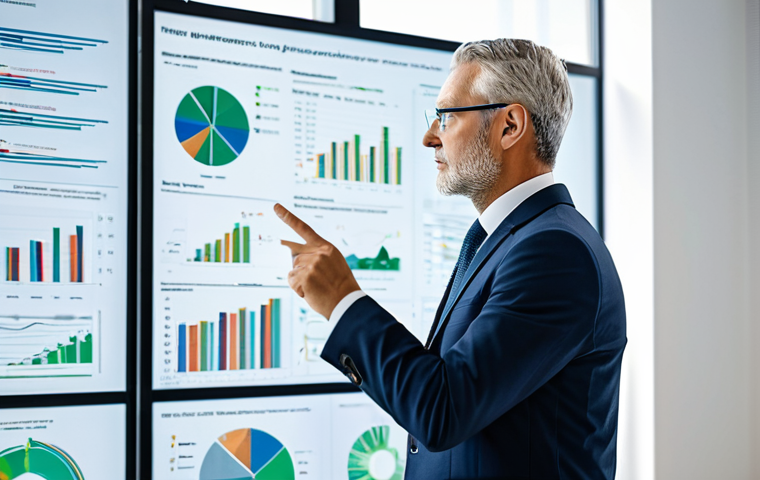A professional ecologist-manager, a man in a modest business suit, standing in a modern, high-tech office. He is looking intently at a large transparent digital screen displaying complex environmental data, global climate models, and circular economy flowcharts. The background shows a subtle, blurred view of a sustainable urban landscape. The image conveys strategic thinking and the synthesis of science and business for effective decision-making. fully clothed, appropriate attire, safe for work, perfect anatomy, correct proportions, natural pose, well-formed hands, proper finger count, natural body proportions, professional photography, high quality, appropriate content, family-friendly.