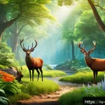 Home 19 환경관리사 초보를 위한 실기 팁 - A colorful, lush forest scene teeming with diverse flora and fauna to illustrate the concept of biod...