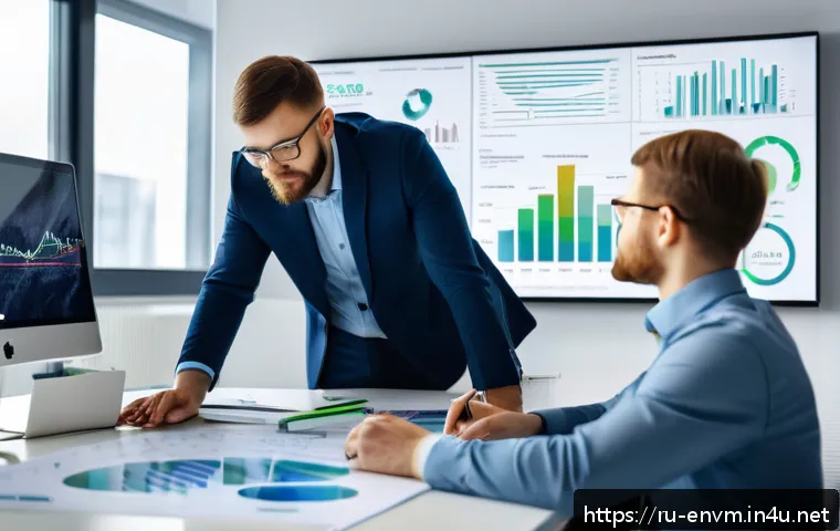 환경관리사 시험 준비물 체크리스트 - A professional office environment showing a diverse team of Russian environmental managers collabora...